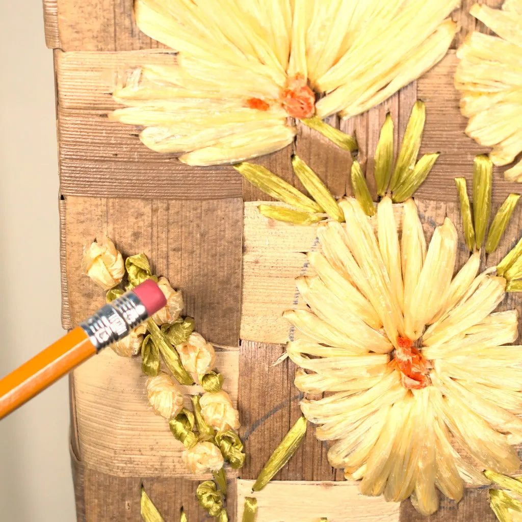 1960s Vintage Yellow Raffia Box Handbag