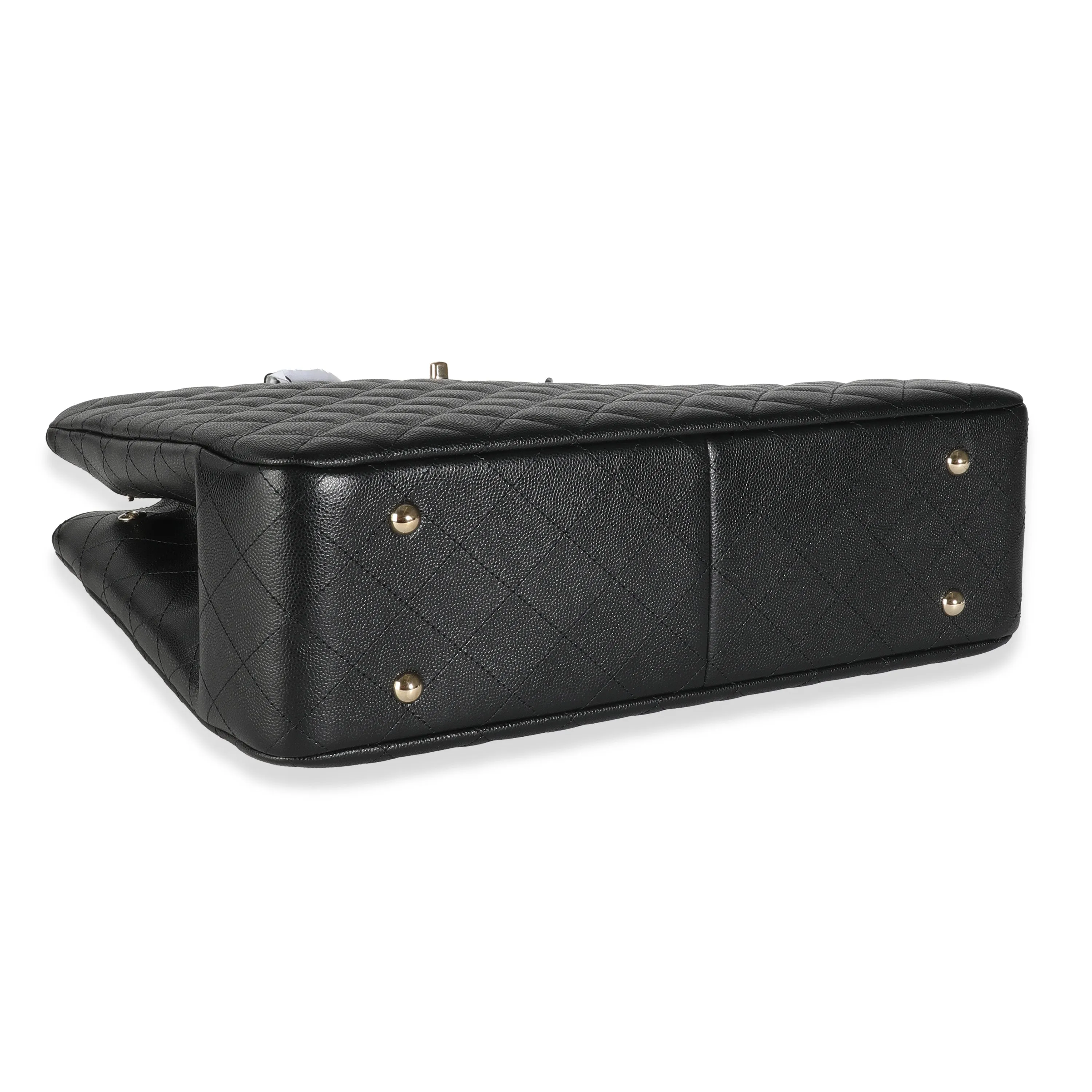 23C Black Quilted Caviar Large Shopping Tote