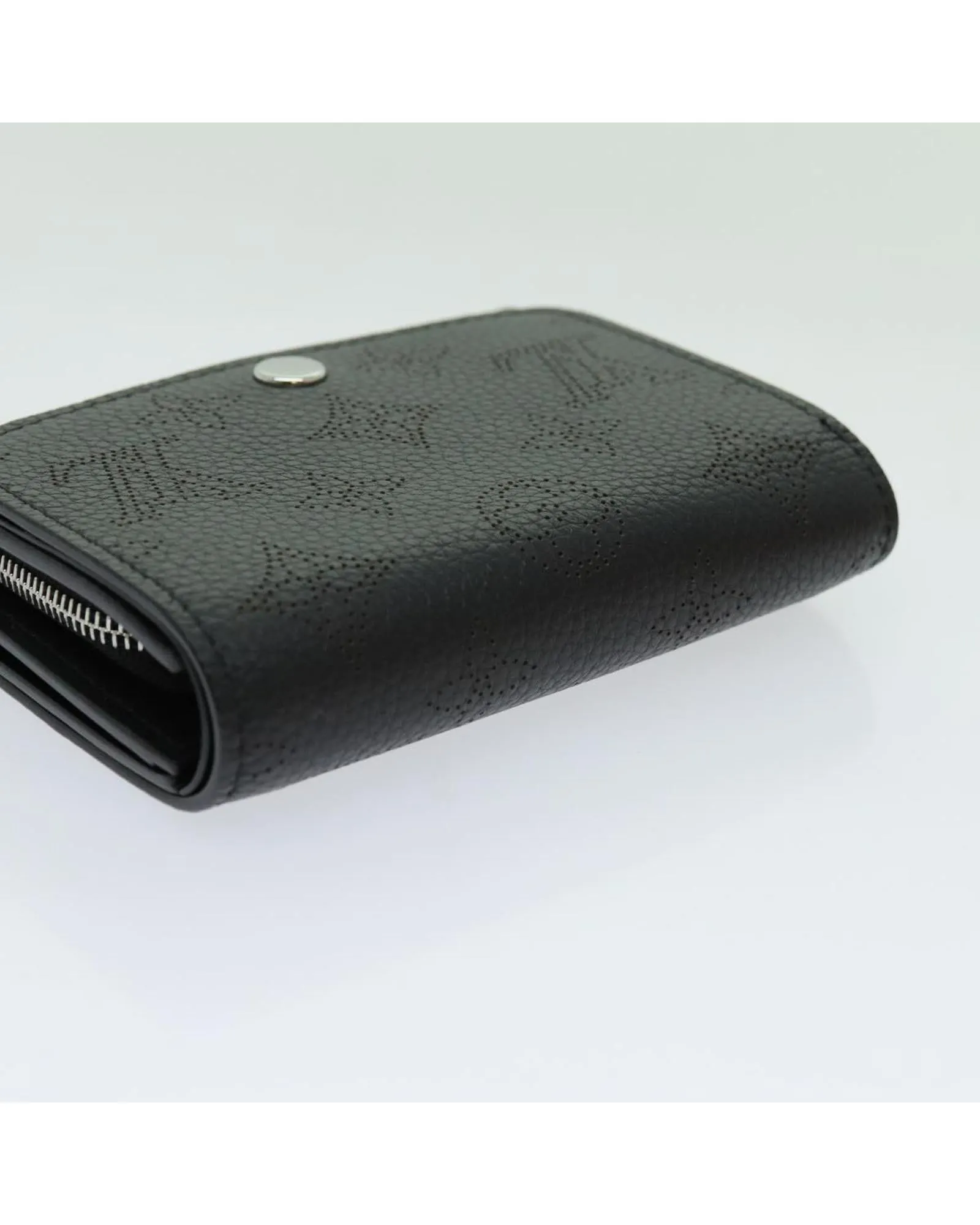 Black Leather Compact Wallet with Dust Bag and Box - French Made