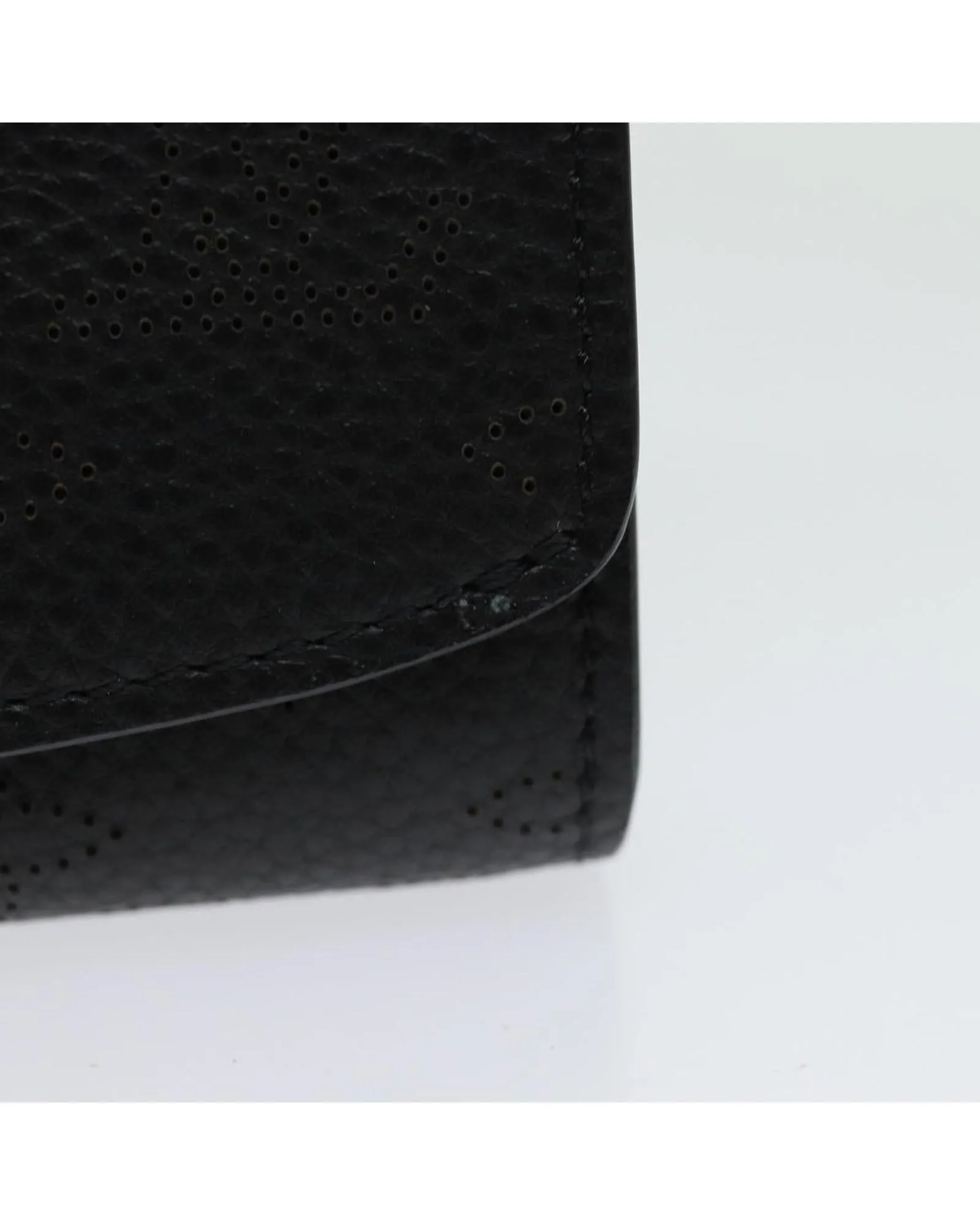 Black Leather Compact Wallet with Dust Bag and Box - French Made