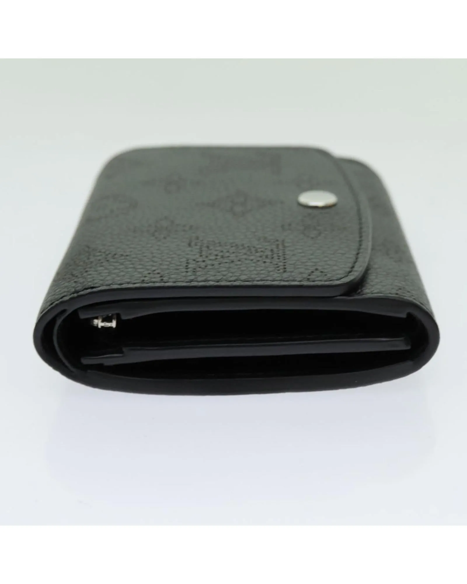 Black Leather Compact Wallet with Dust Bag and Box - French Made