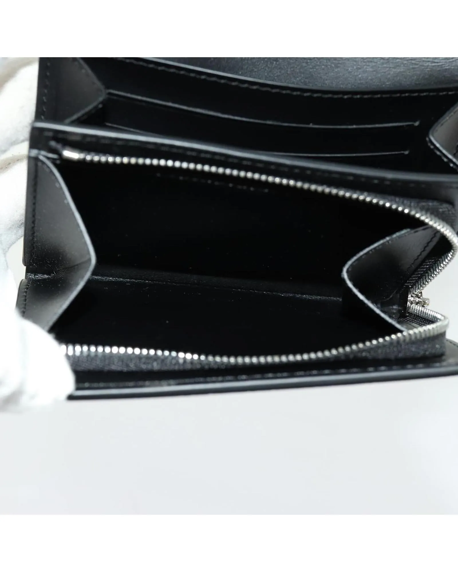 Black Leather Compact Wallet with Dust Bag and Box - French Made