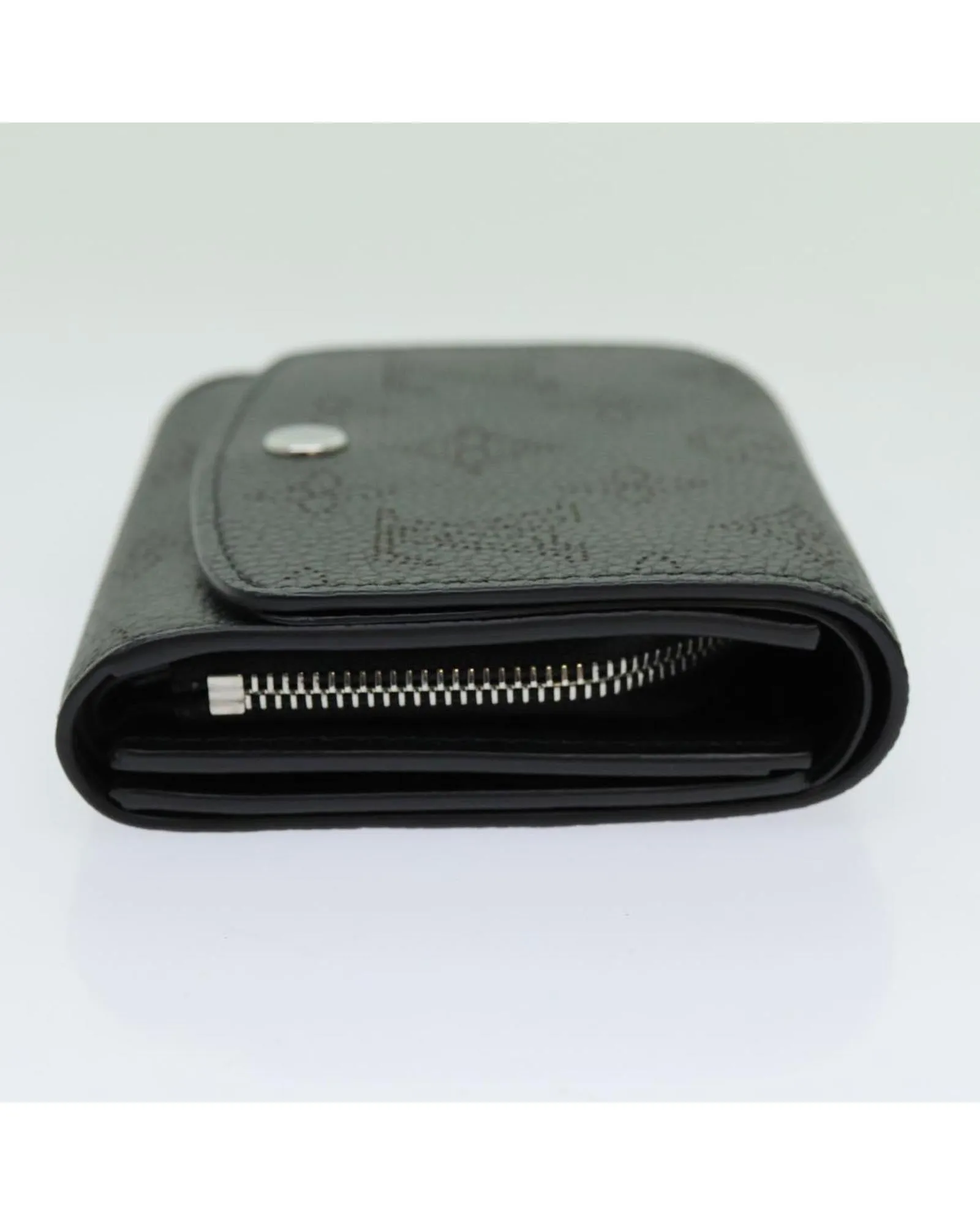 Black Leather Compact Wallet with Dust Bag and Box - French Made