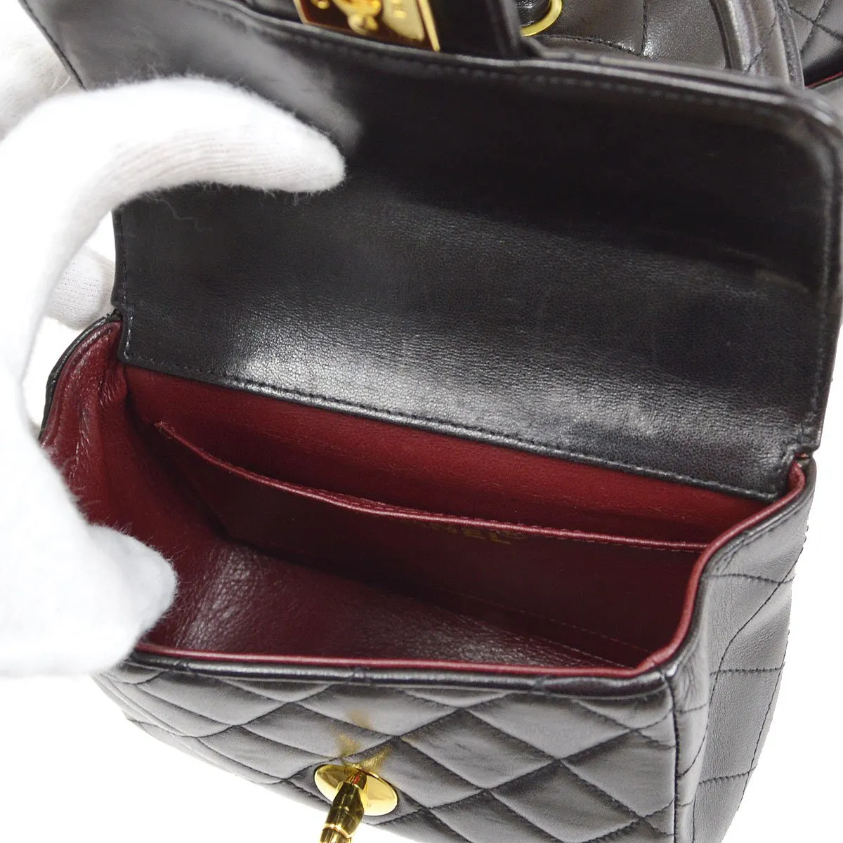 CHANEL 1994-1996 Classic Single Flap Handbags Set Black Lambskin 12123