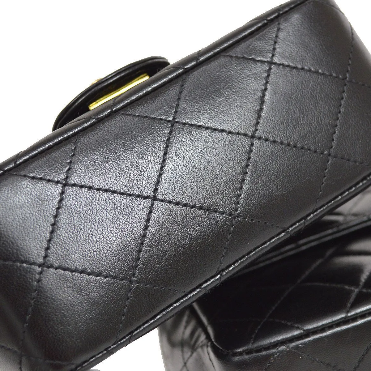 CHANEL 1994-1996 Classic Single Flap Handbags Set Black Lambskin 12123