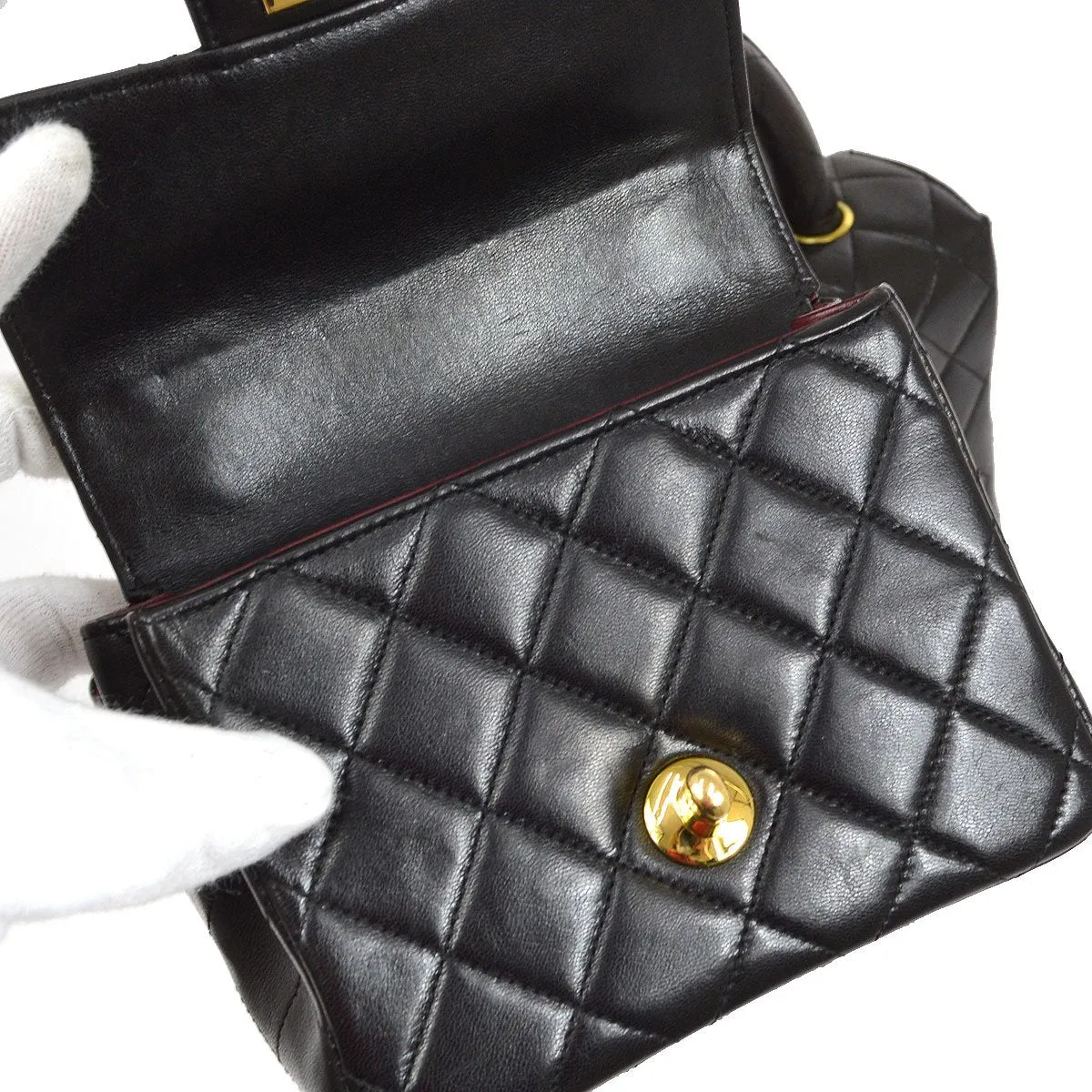 CHANEL 1994-1996 Classic Single Flap Handbags Set Black Lambskin 12123