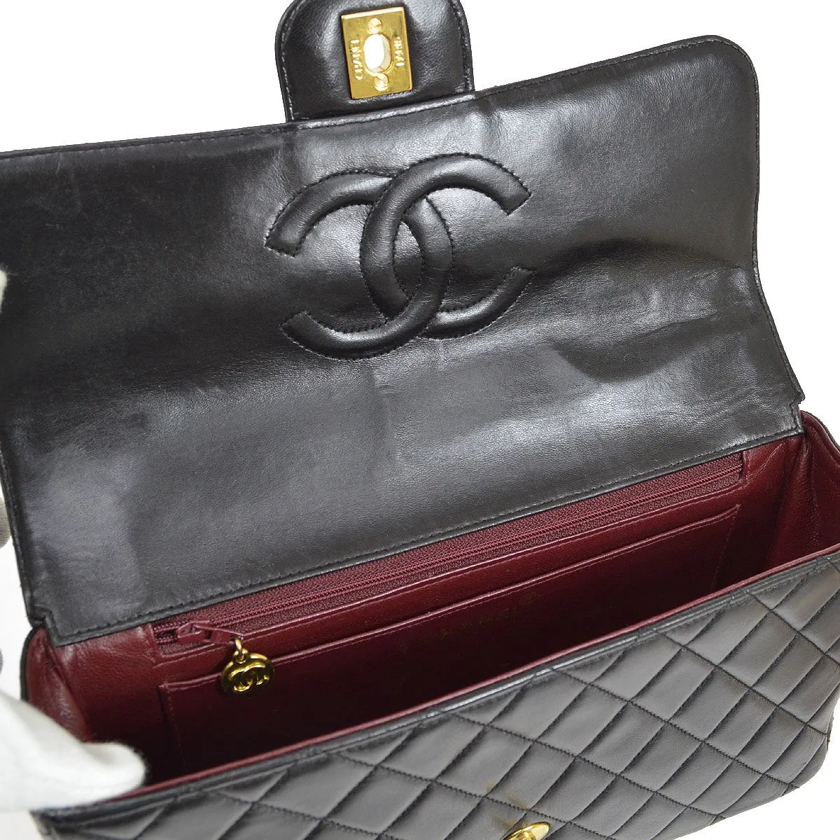 CHANEL 1994-1996 Classic Single Flap Handbags Set Black Lambskin 41841