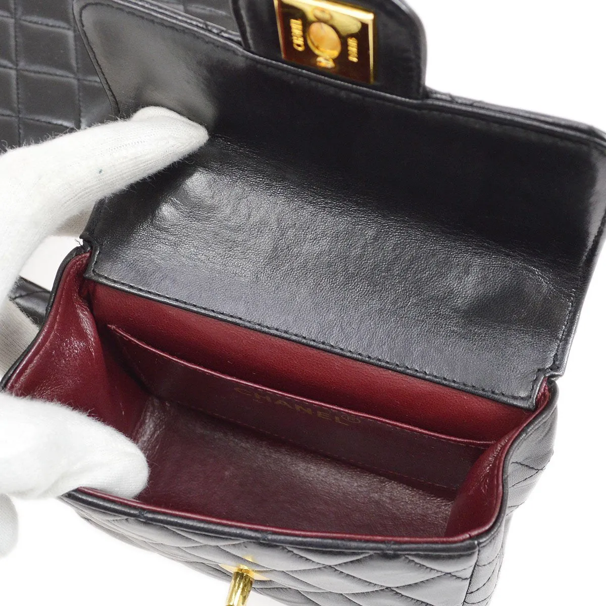 CHANEL 1994-1996 Classic Single Flap Handbags Set Black Lambskin 41841