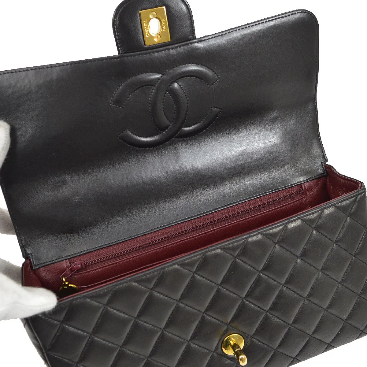 CHANEL 1994 Classic Flap Handbags Set Black Lambskin 52051