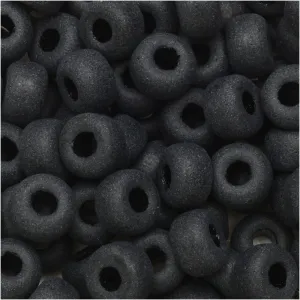 Czech Glass Matubo, 2/0 Seed Bead, Jet Matte (20 Gram Tube)