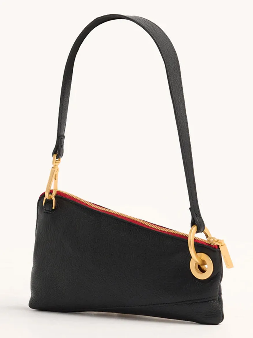 Hammitt Los Angeles Nash Pochette in Black/Brushed Gold & Red Zip