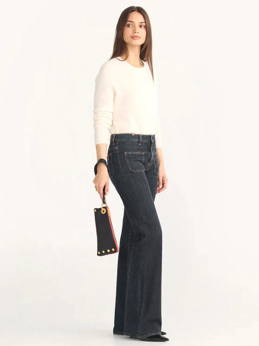 Hammitt Los Angeles Nash Pochette in Black/Brushed Gold & Red Zip