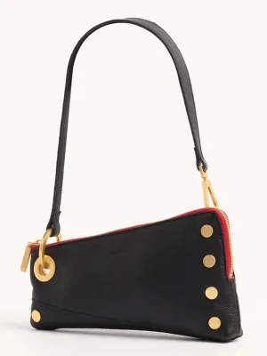 Hammitt Los Angeles Nash Pochette in Black/Brushed Gold & Red Zip