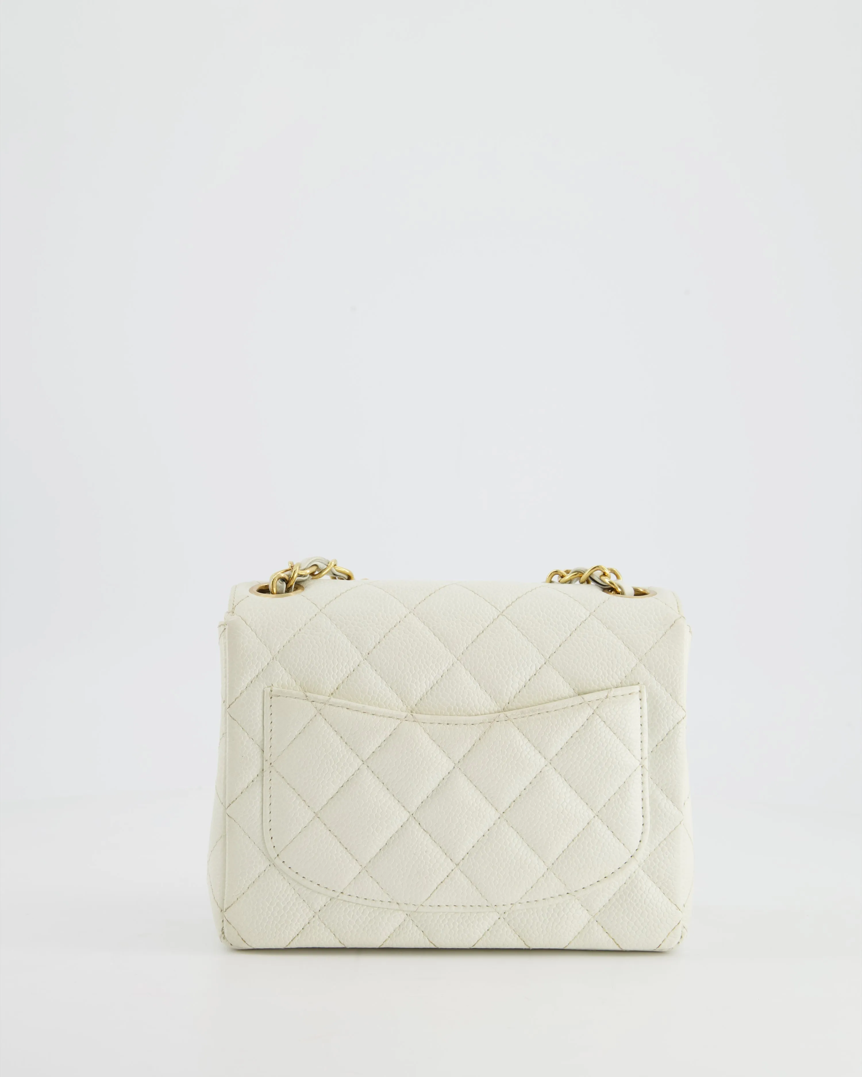 *RARE* Chanel Vintage White Caviar Mini Square Flap Bag with 24K Gold Hardware