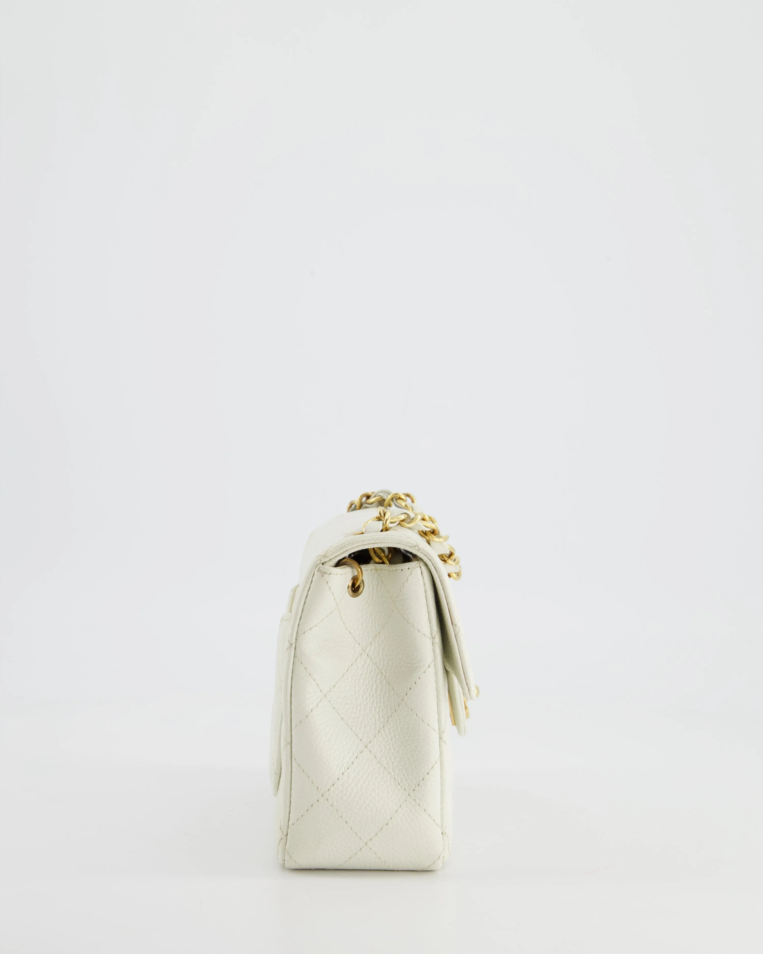 *RARE* Chanel Vintage White Caviar Mini Square Flap Bag with 24K Gold Hardware