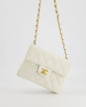 *RARE* Chanel Vintage White Caviar Mini Square Flap Bag with 24K Gold Hardware