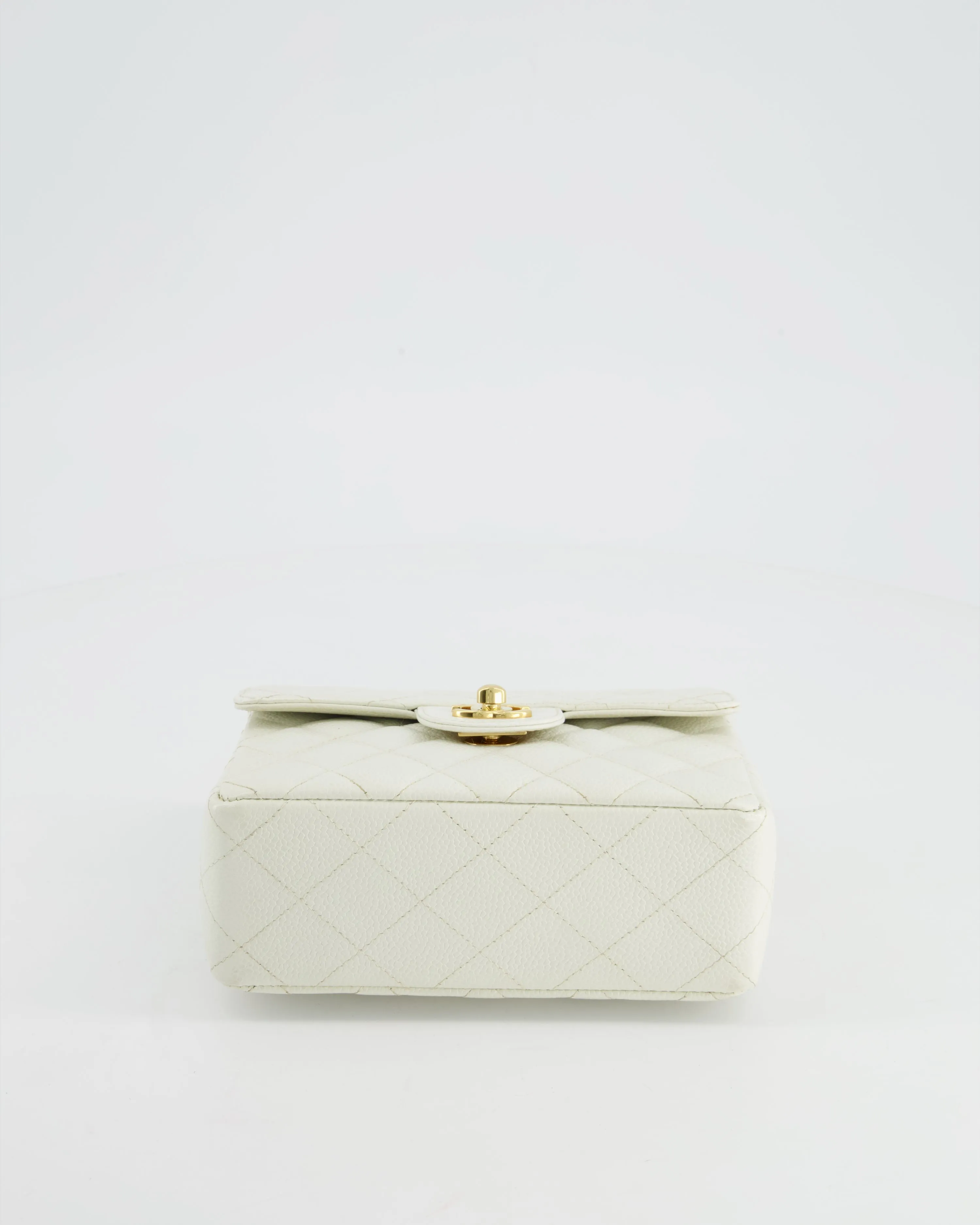 *RARE* Chanel Vintage White Caviar Mini Square Flap Bag with 24K Gold Hardware