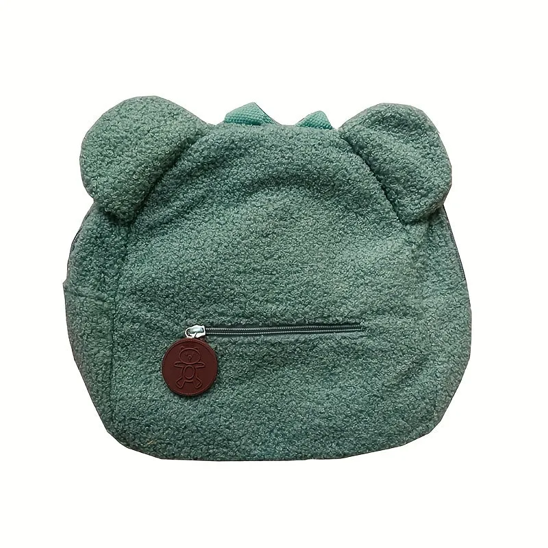 realaiot  Bear Ear Cartoon Backpacks, Kawaii Plush Student Rucksacks, Cute Bear Shaped Daypack For Women & Girls