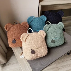 realaiot  Bear Ear Cartoon Backpacks, Kawaii Plush Student Rucksacks, Cute Bear Shaped Daypack For Women & Girls